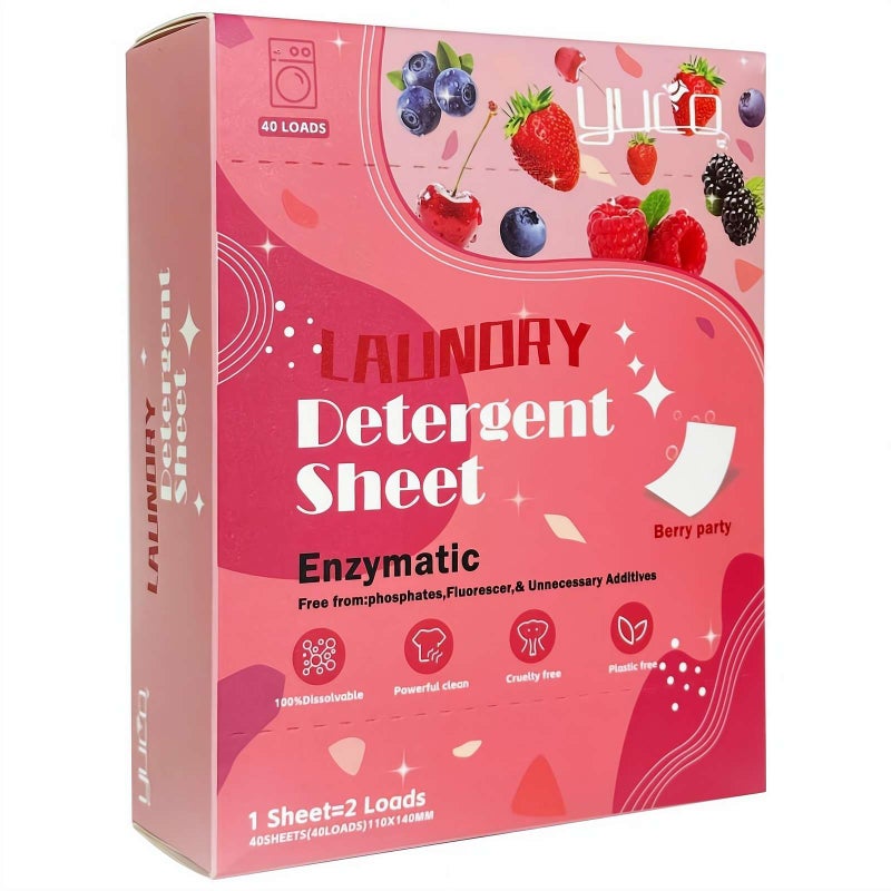 Laundry Detergent Sheets, 40 Laundry Sheets, Eco-Friendly, Plastic-Free, Space Saving, Fast Dissolve & Hypoallergenic, Laundry Detergent for Home Dorms Essentials - Image 1